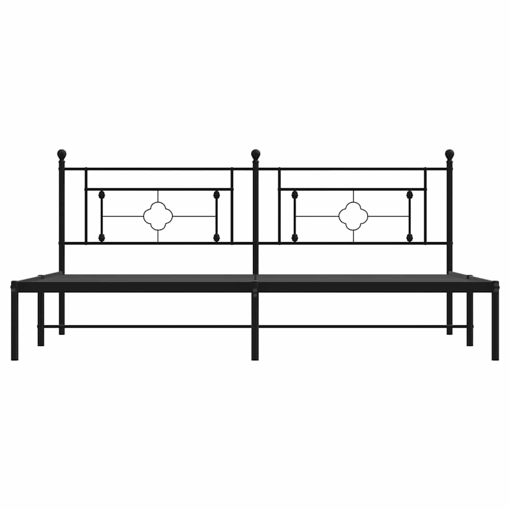 Cadre de lit métal sans matelas avec tête de lit noir 193x203cm - XIOS
