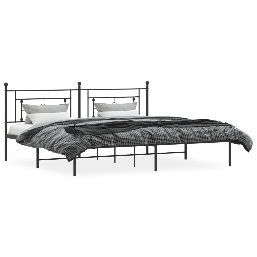 Cadre de lit métal sans matelas avec tête de lit noir 200x200cm - XIOS
