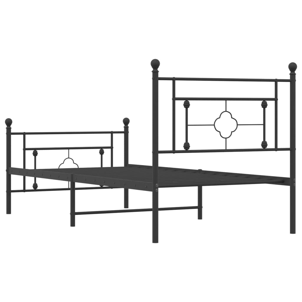 Cadre de lit métal sans matelas avec pied de lit noir 90x190 cm - XIOS