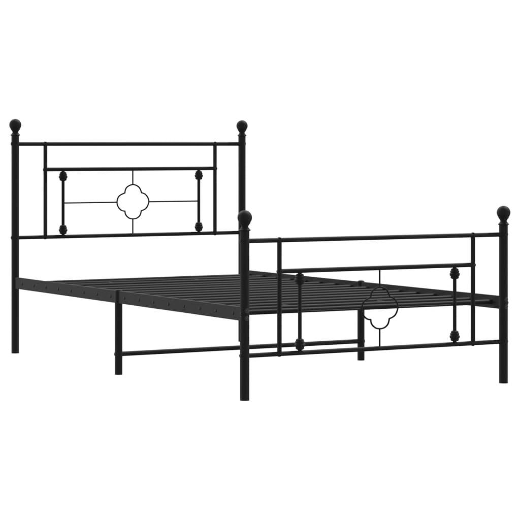 Cadre de lit métal sans matelas avec pied de lit noir 107x203cm - XIOS