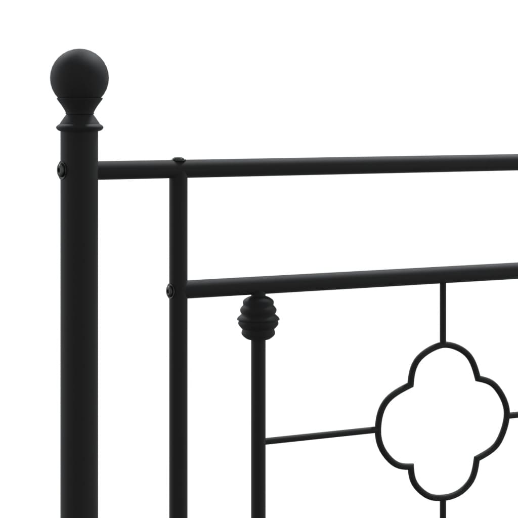 Cadre de lit métal sans matelas avec pied de lit noir 107x203cm - XIOS