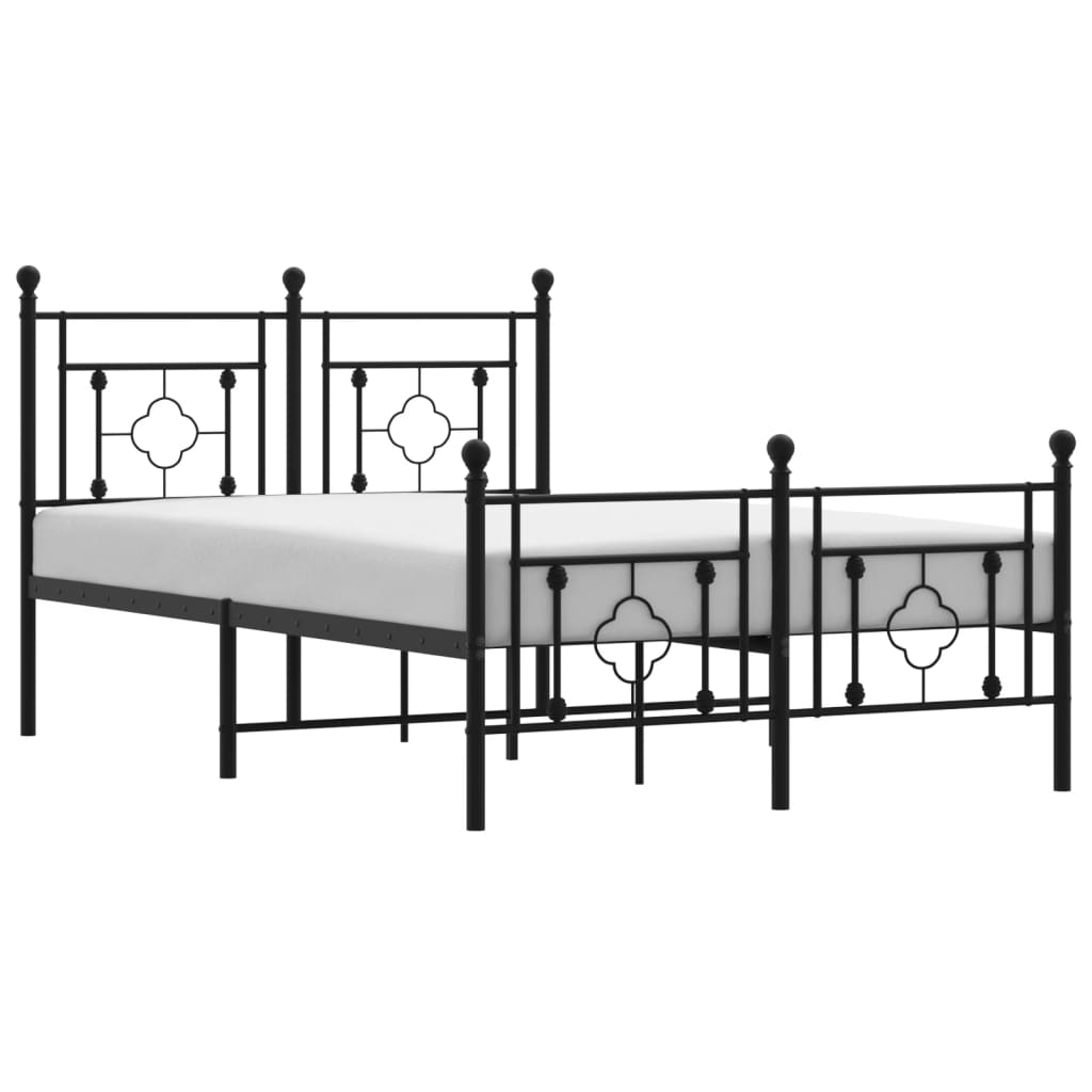 Cadre de lit métal sans matelas avec pied de lit noir 120x190cm - XIOS