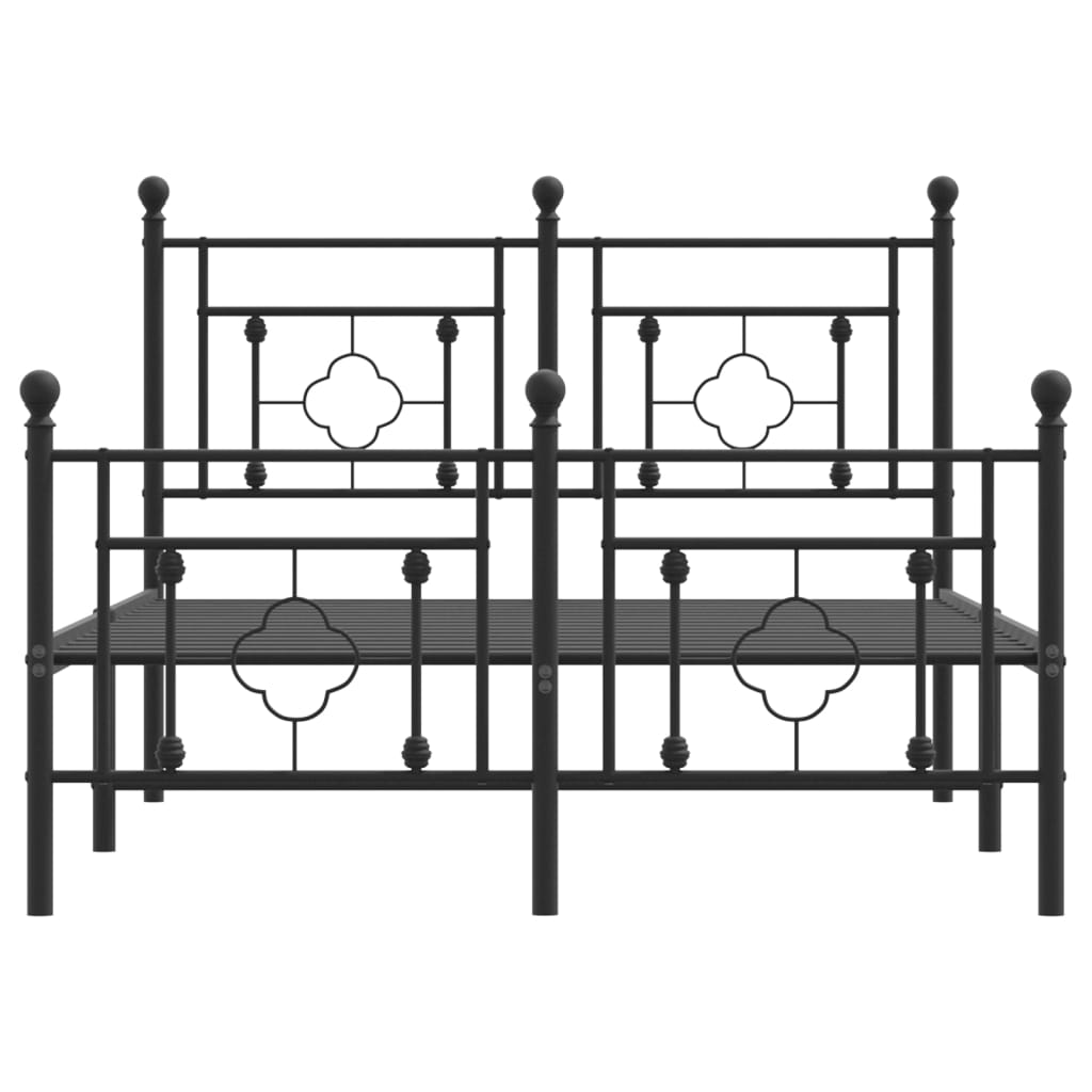 Cadre de lit métal sans matelas avec pied de lit noir 120x190cm - XIOS