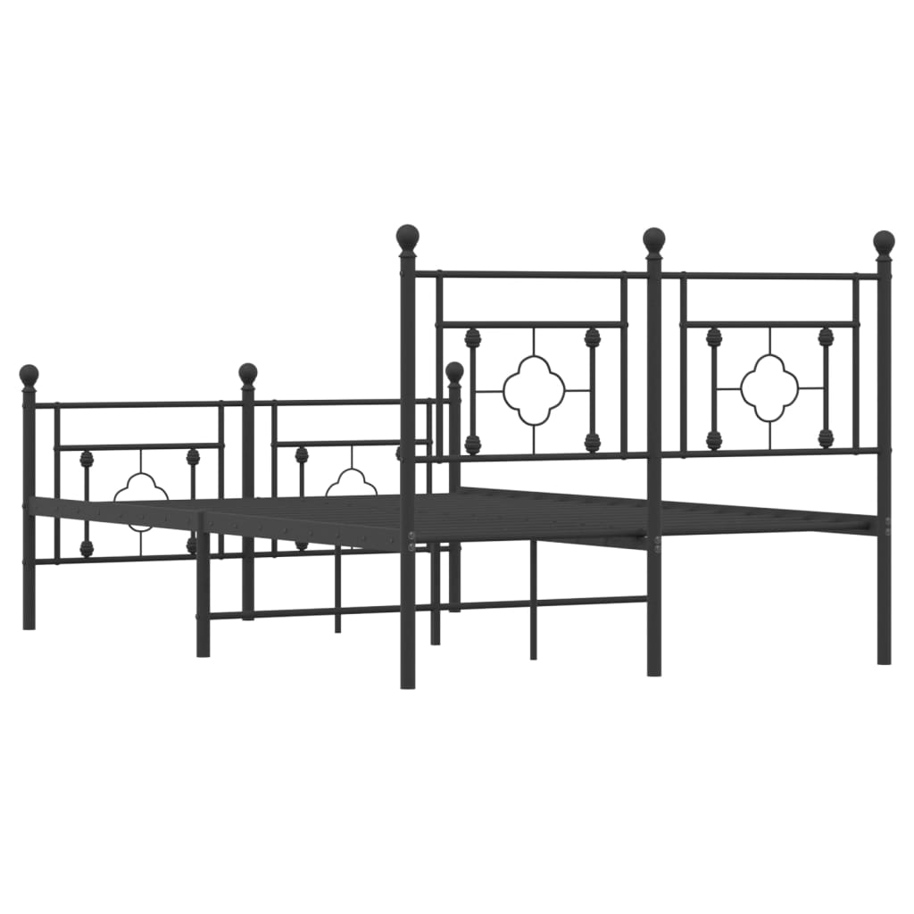 Cadre de lit métal sans matelas avec pied de lit noir 120x190cm - XIOS