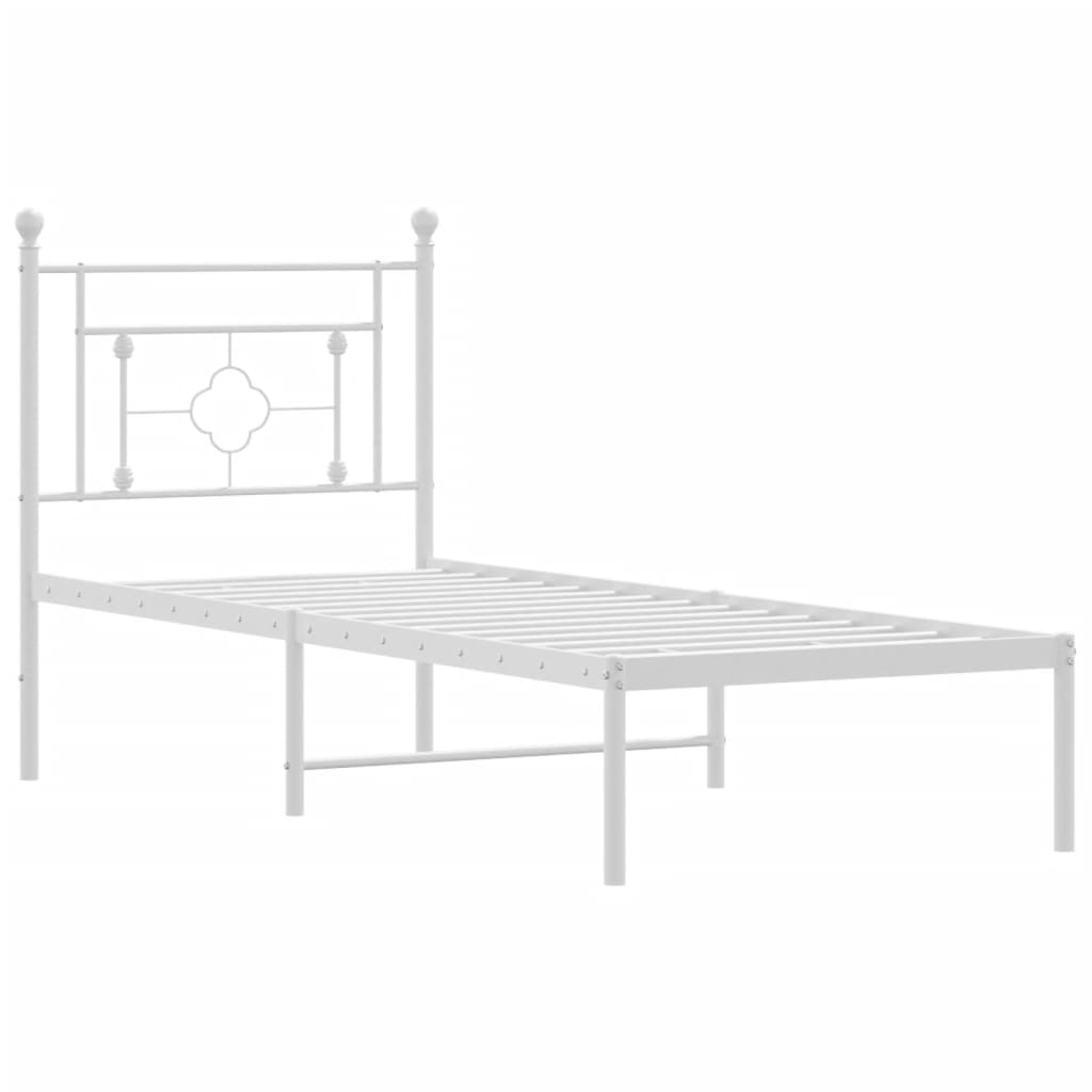 Cadre de lit métal sans matelas avec tête de lit blanc 75x190cm - XIOS