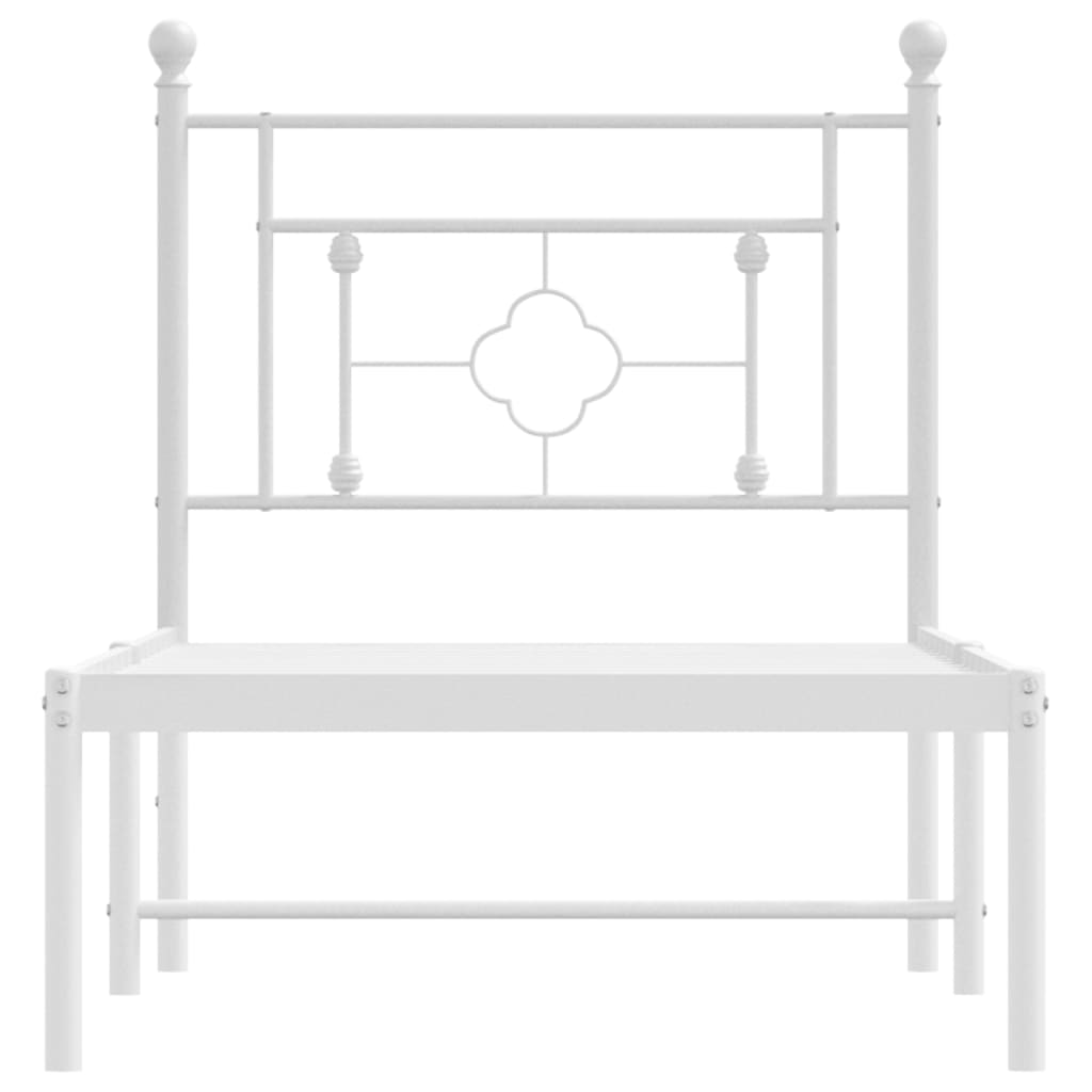 Cadre de lit métal sans matelas avec tête de lit blanc 75x190cm - XIOS