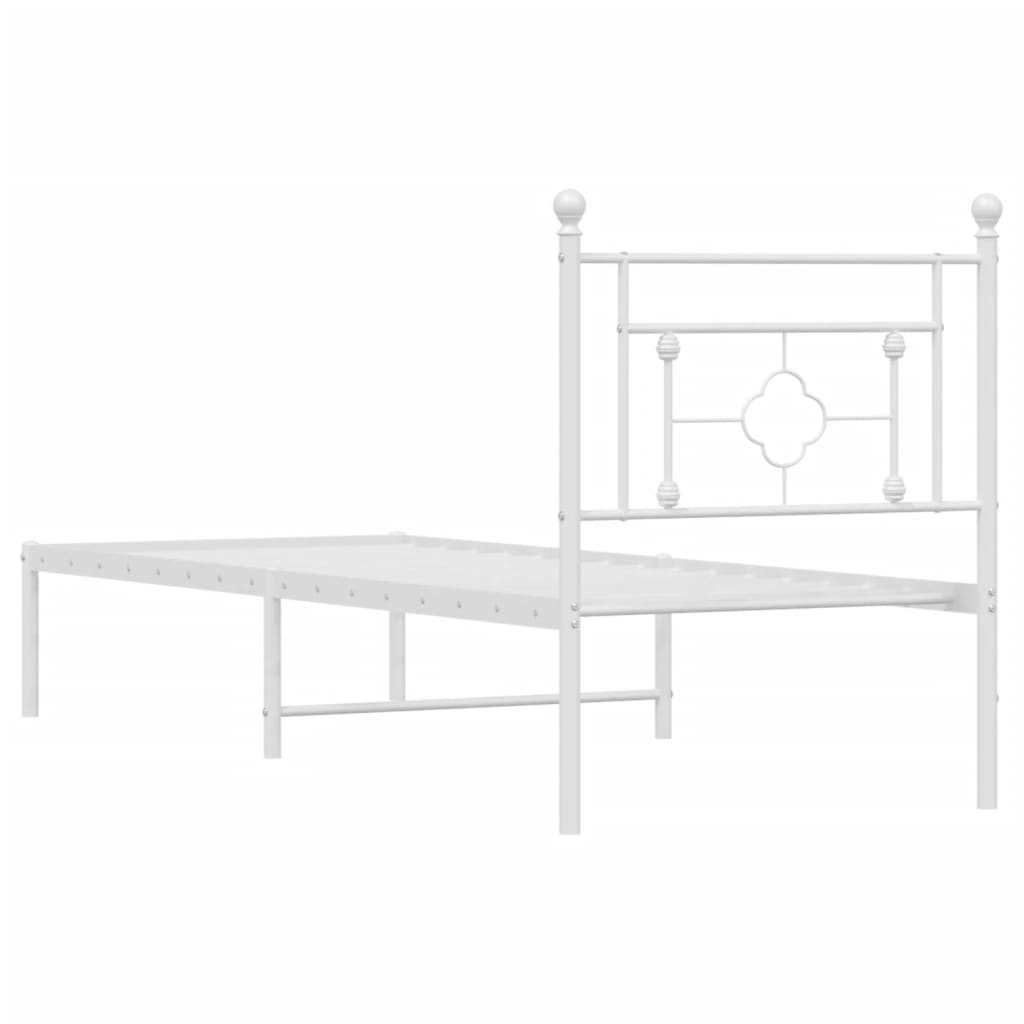 Cadre de lit métal sans matelas avec tête de lit blanc 75x190cm - XIOS
