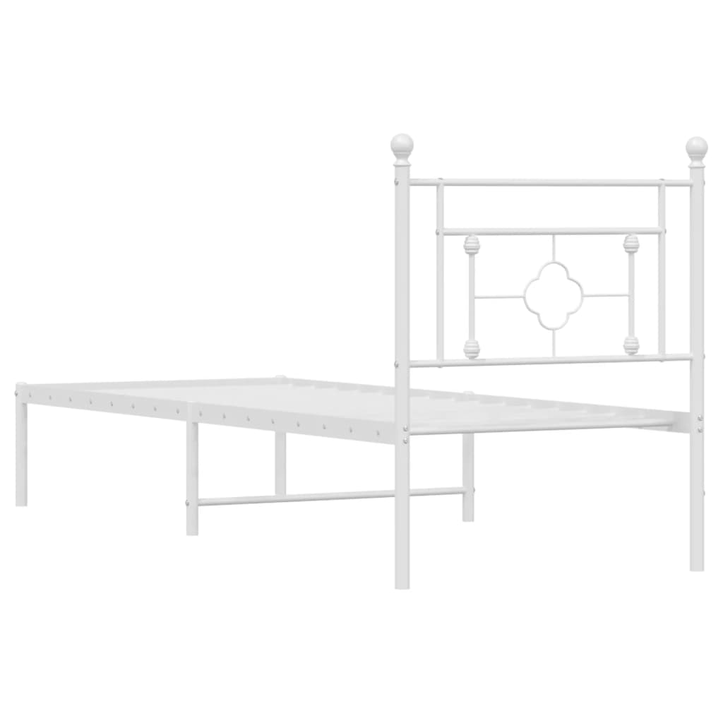 Cadre de lit métal sans matelas avec tête de lit blanc 80x200cm - XIOS