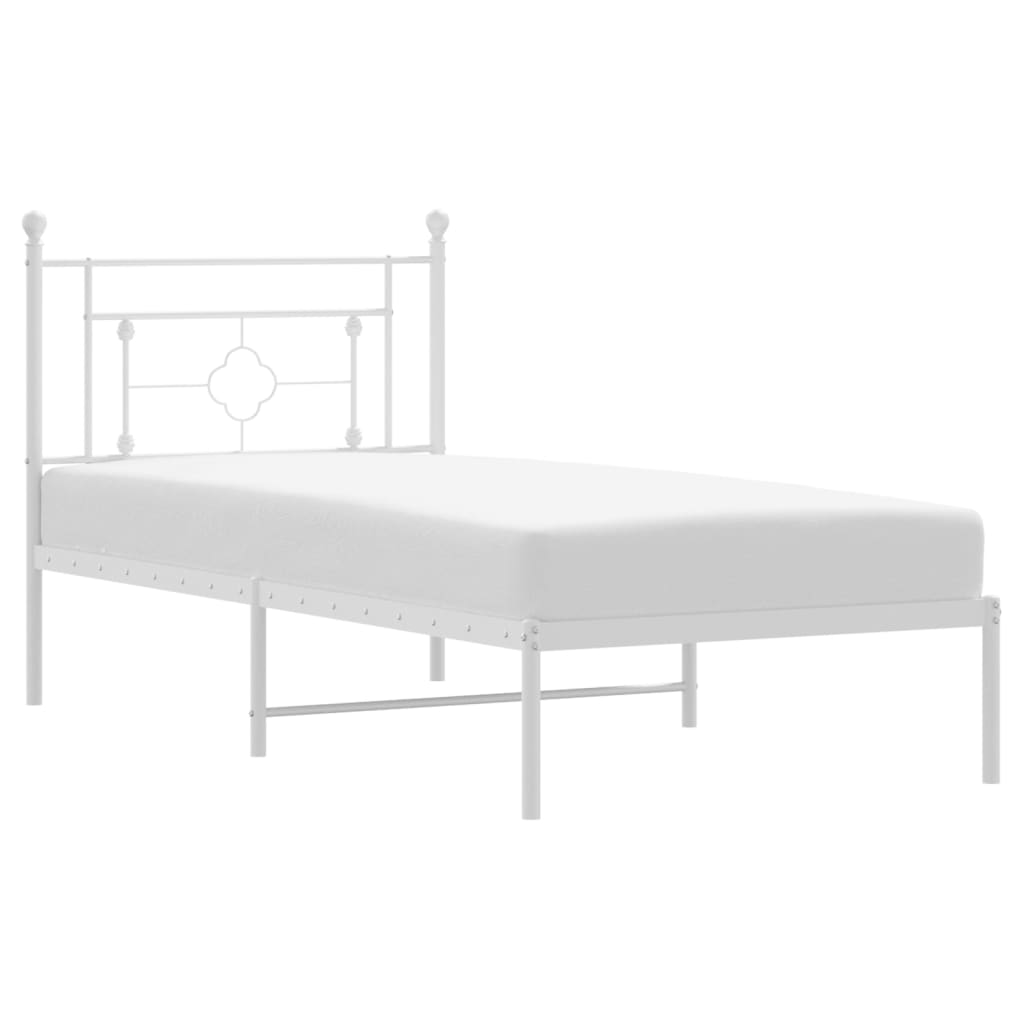 Cadre de lit métal sans matelas avec tête de lit blanc 90x200cm - XIOS