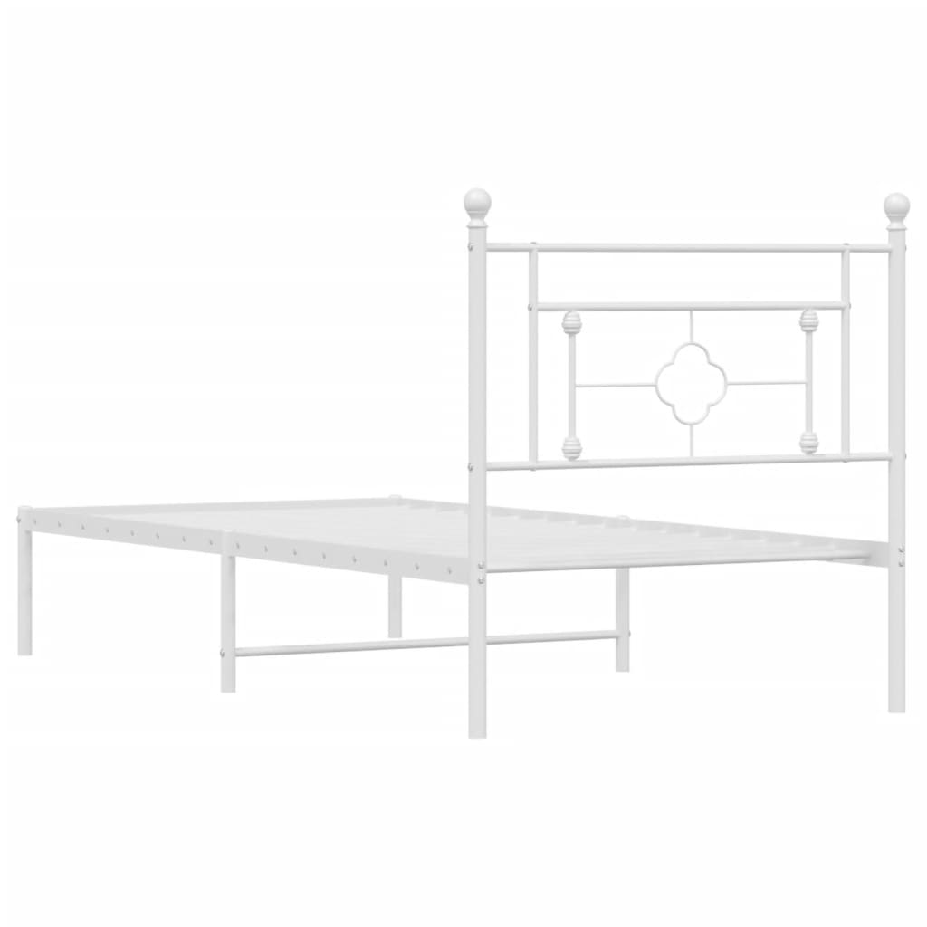 Cadre de lit métal sans matelas avec tête de lit blanc 90x200cm - XIOS