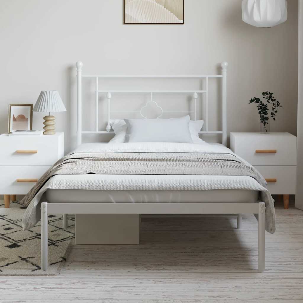 Cadre de lit métal sans matelas et tête de lit blanc 100x200 cm - XIOS