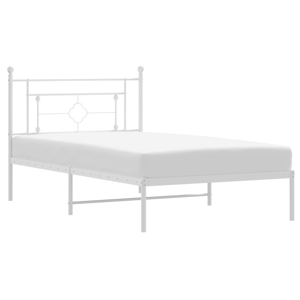 Cadre de lit métal sans matelas et tête de lit blanc 107x203 cm - XIOS