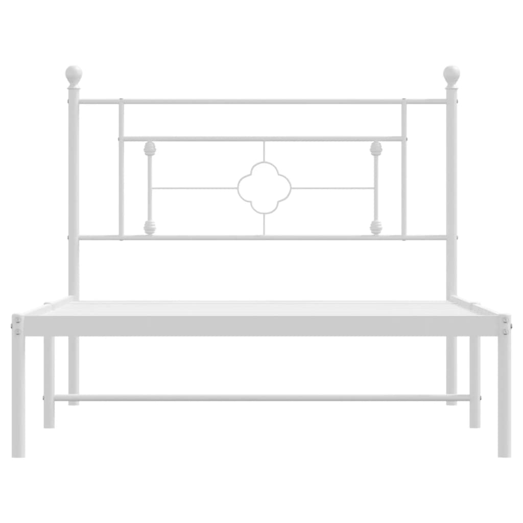 Cadre de lit métal sans matelas et tête de lit blanc 107x203 cm - XIOS