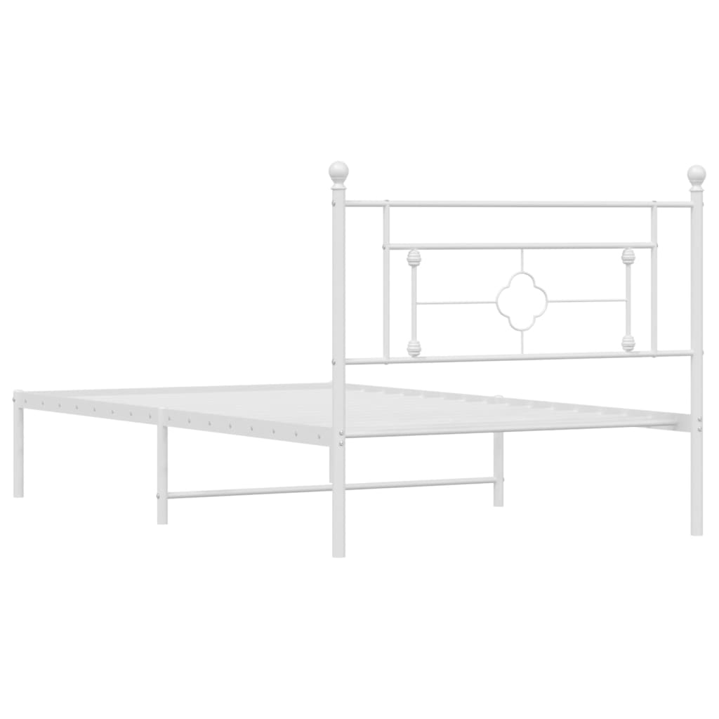 Cadre de lit métal sans matelas et tête de lit blanc 107x203 cm - XIOS