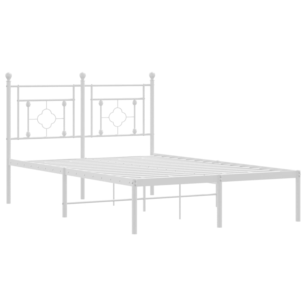 Cadre de lit métal sans matelas et tête de lit blanc 120x190 cm - XIOS