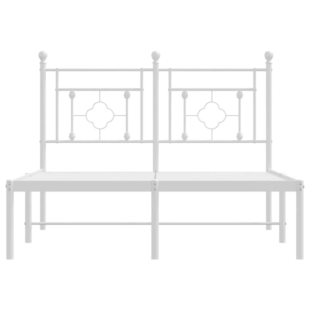 Cadre de lit métal sans matelas et tête de lit blanc 120x190 cm - XIOS