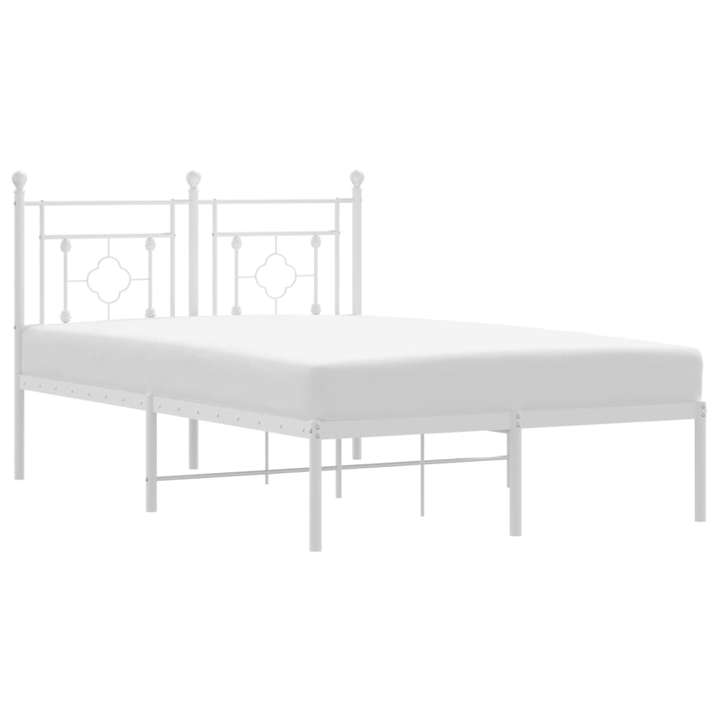 Cadre de lit métal sans matelas et tête de lit blanc 120x200 cm - XIOS