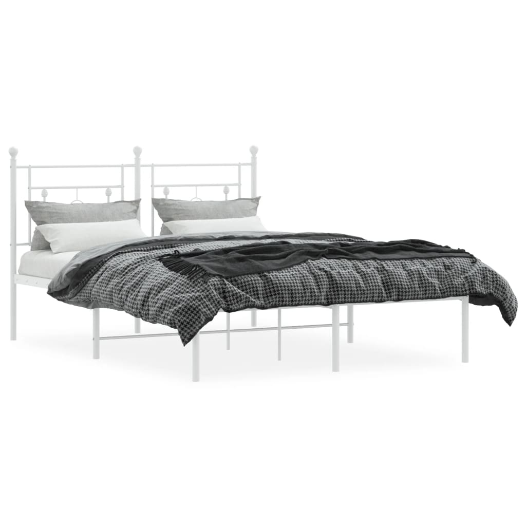 Cadre de lit métal sans matelas et tête de lit blanc 140x190 cm - XIOS