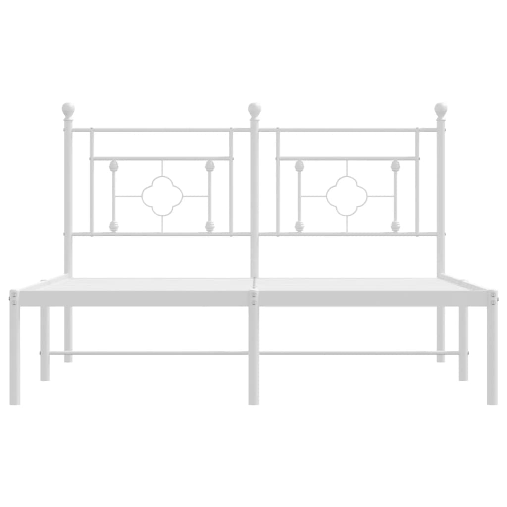 Cadre de lit métal sans matelas et tête de lit blanc 140x190 cm - XIOS