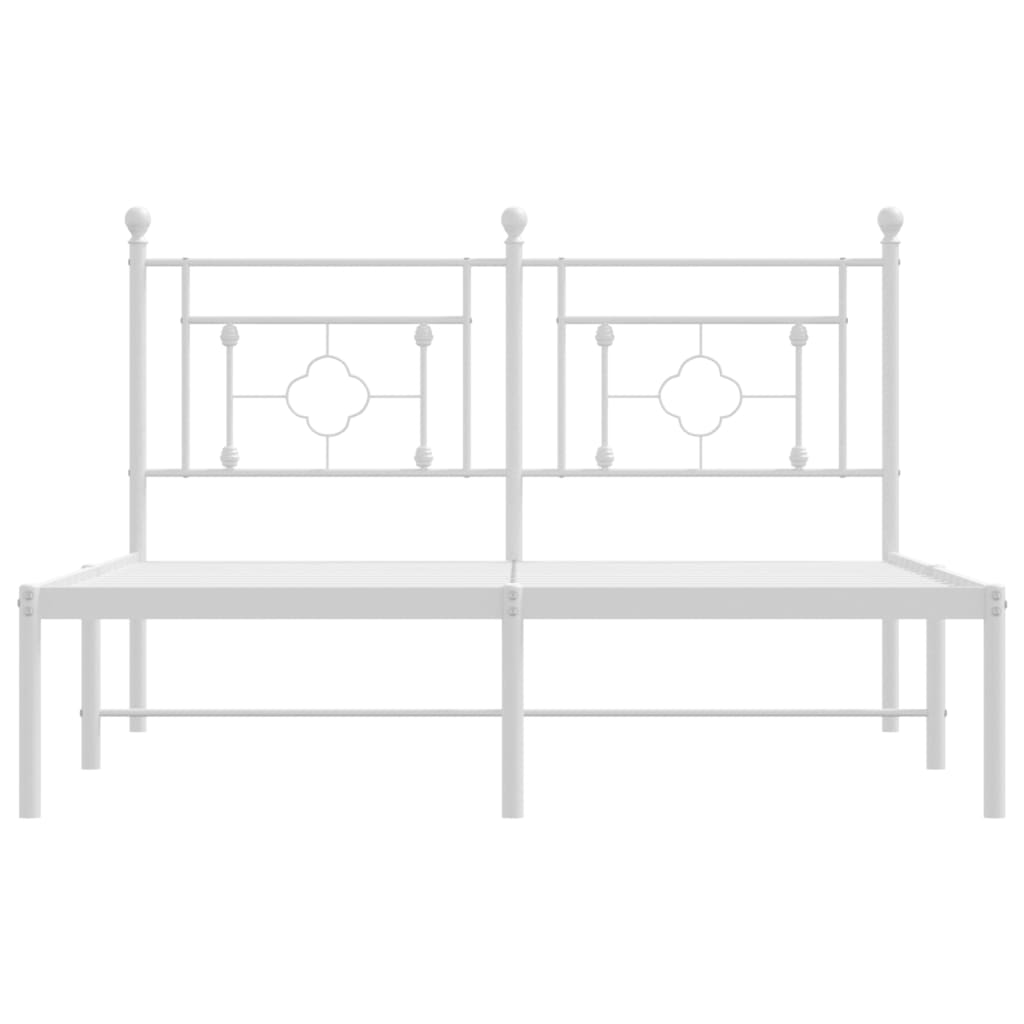 Cadre de lit métal sans matelas et tête de lit blanc 140x200 cm - XIOS