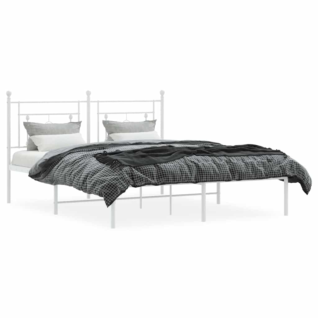 Cadre de lit métal sans matelas et tête de lit blanc 160x200 cm - XIOS