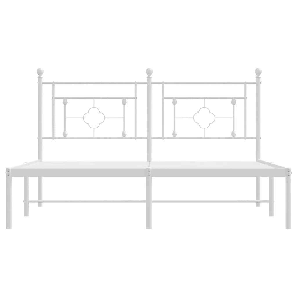Cadre de lit métal sans matelas et tête de lit blanc 160x200 cm - XIOS