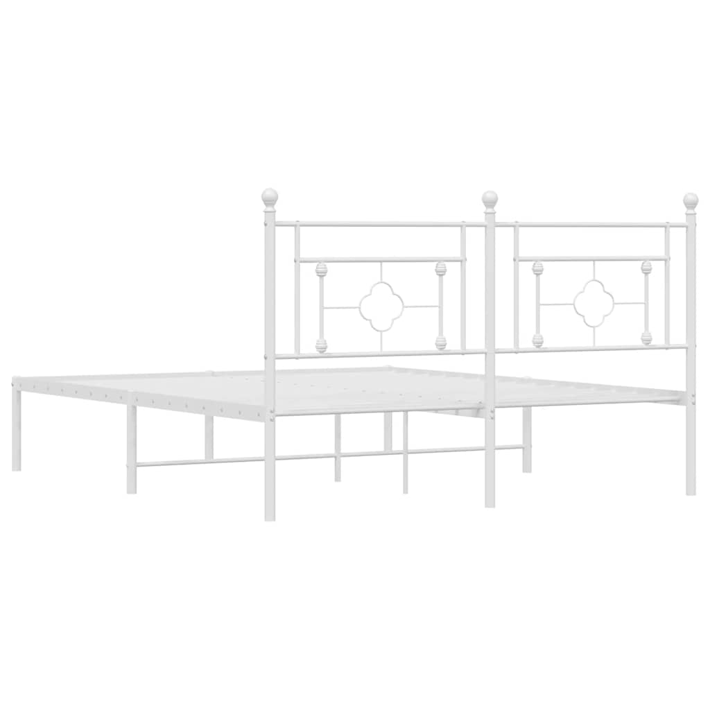 Cadre de lit métal sans matelas et tête de lit blanc 160x200 cm - XIOS