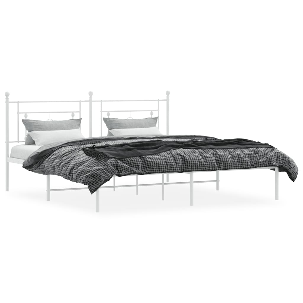 Cadre de lit métal sans matelas et tête de lit blanc 183x213 cm - XIOS
