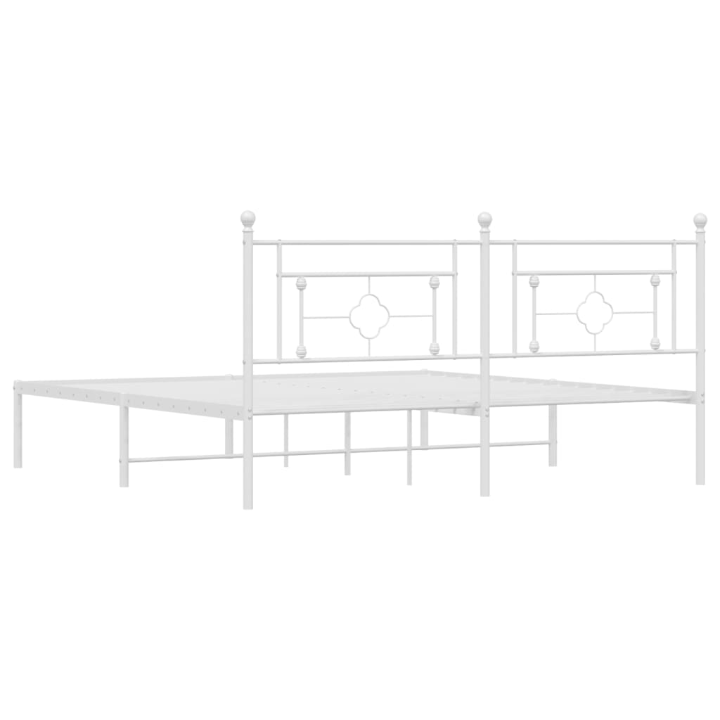 Cadre de lit métal sans matelas et tête de lit blanc 183x213 cm - XIOS
