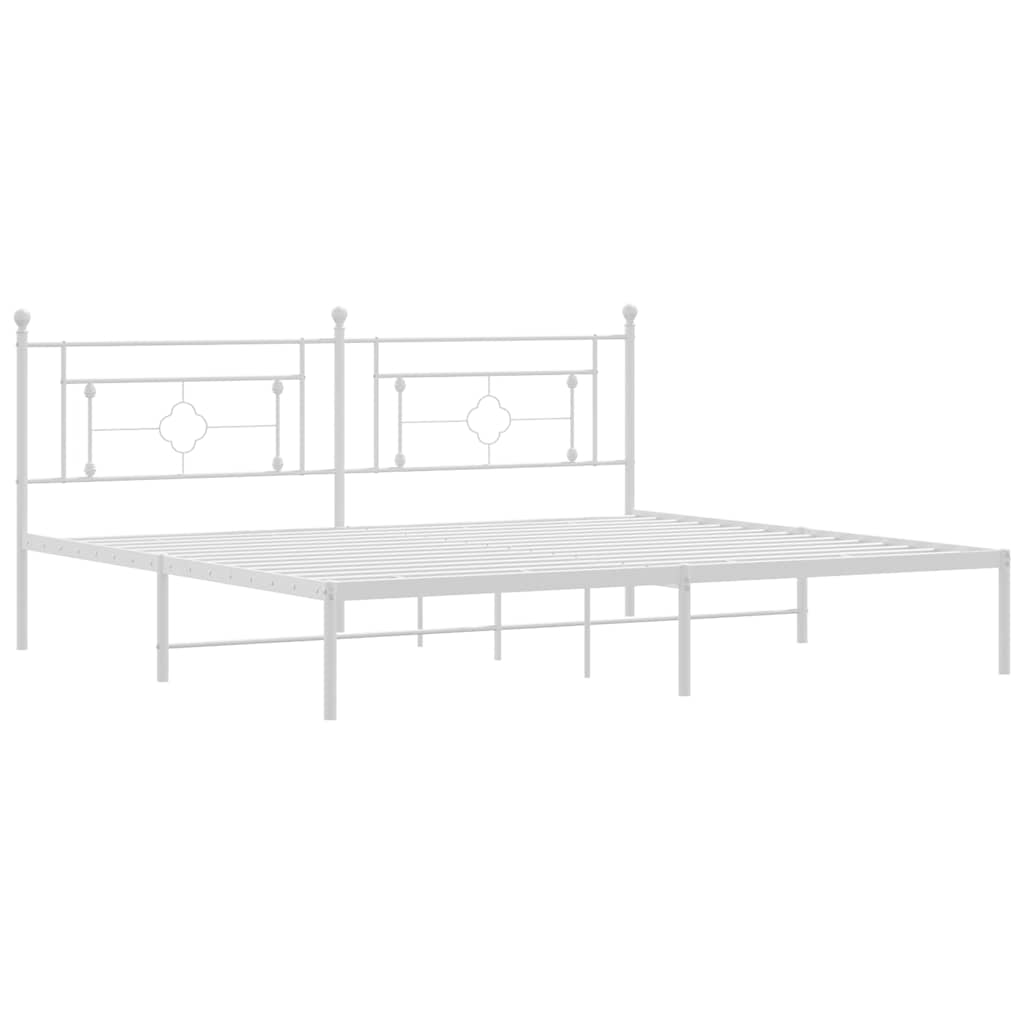 Cadre de lit métal sans matelas et tête de lit blanc 193x203 cm - XIOS