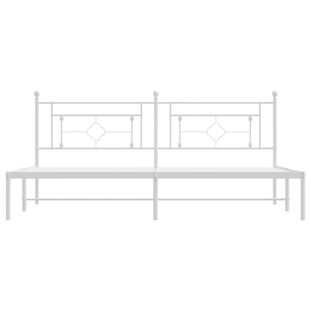 Cadre de lit métal sans matelas et tête de lit blanc 193x203 cm - XIOS