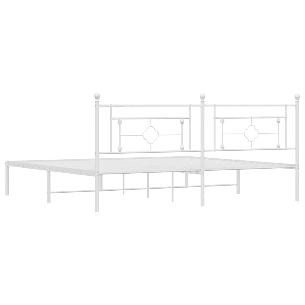 Cadre de lit métal sans matelas et tête de lit blanc 193x203 cm - XIOS
