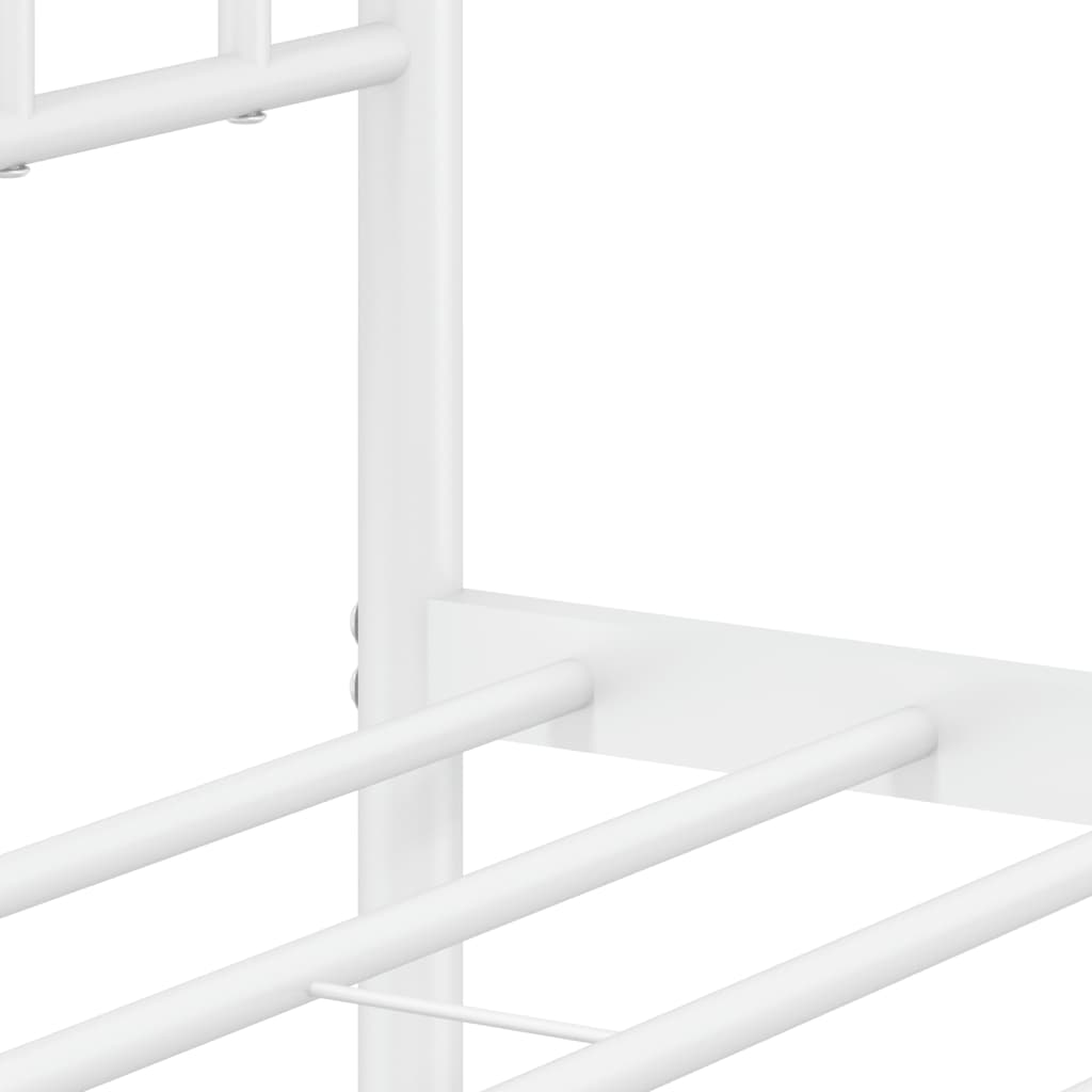 Cadre de lit métal sans matelas avec pied de lit blanc 75x190cm - XIOS