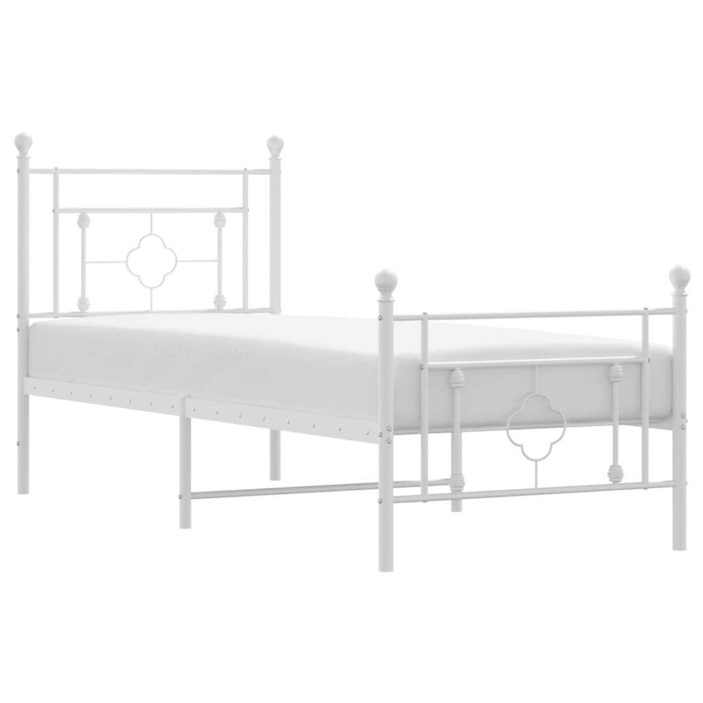 Cadre de lit métal sans matelas avec pied de lit blanc 80x200cm - XIOS