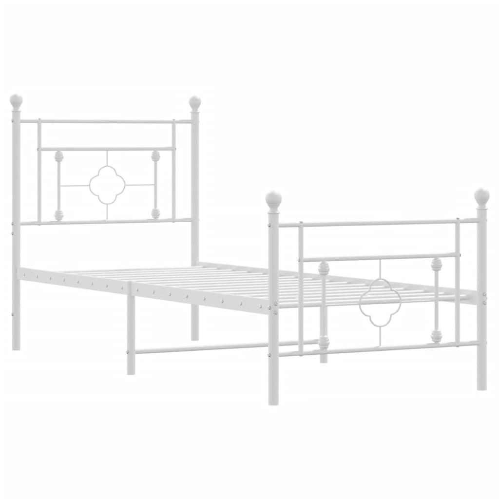 Cadre de lit métal sans matelas avec pied de lit blanc 80x200cm - XIOS