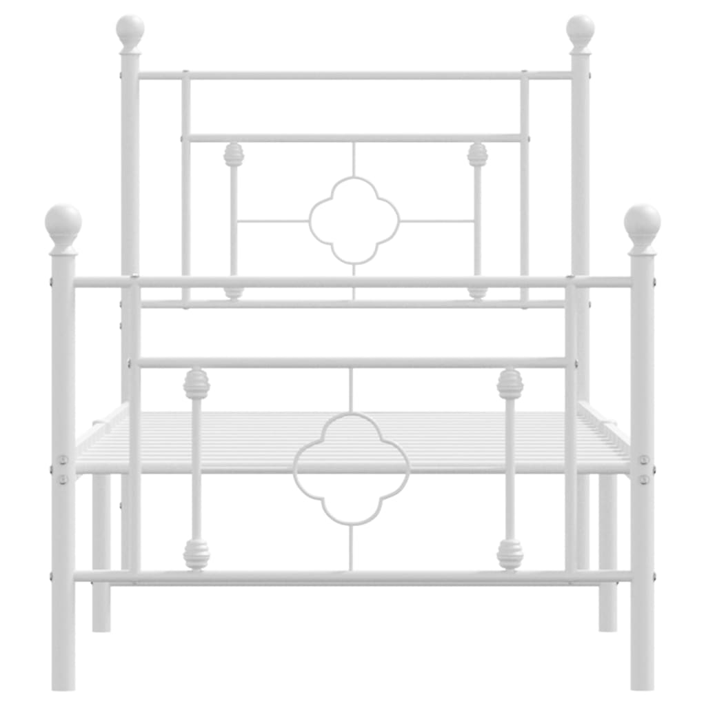 Cadre de lit métal sans matelas avec pied de lit blanc 80x200cm - XIOS