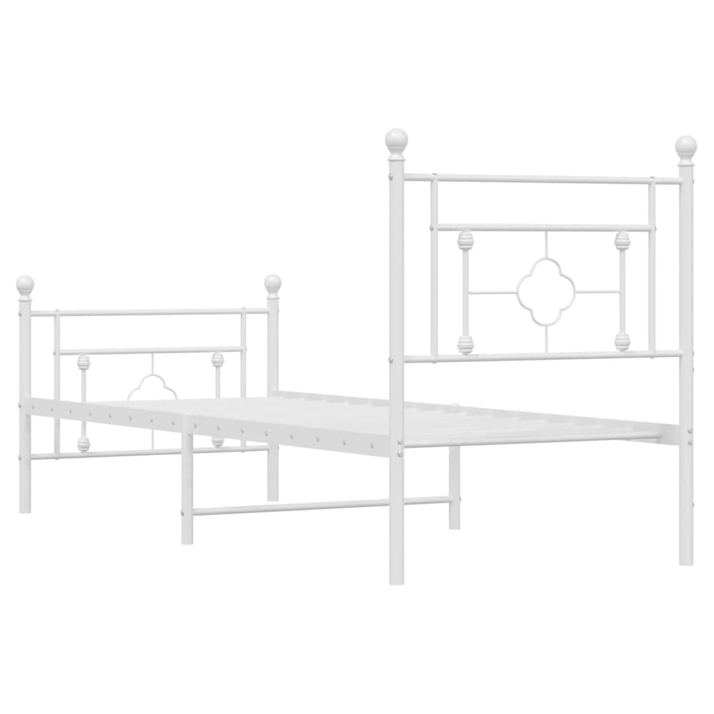 Cadre de lit métal sans matelas avec pied de lit blanc 80x200cm - XIOS