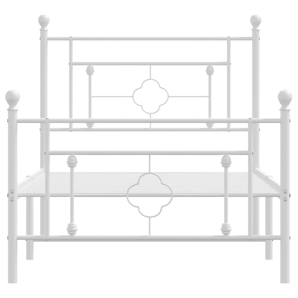 Cadre de lit métal sans matelas et pied de lit blanc 100x200 cm - XIOS