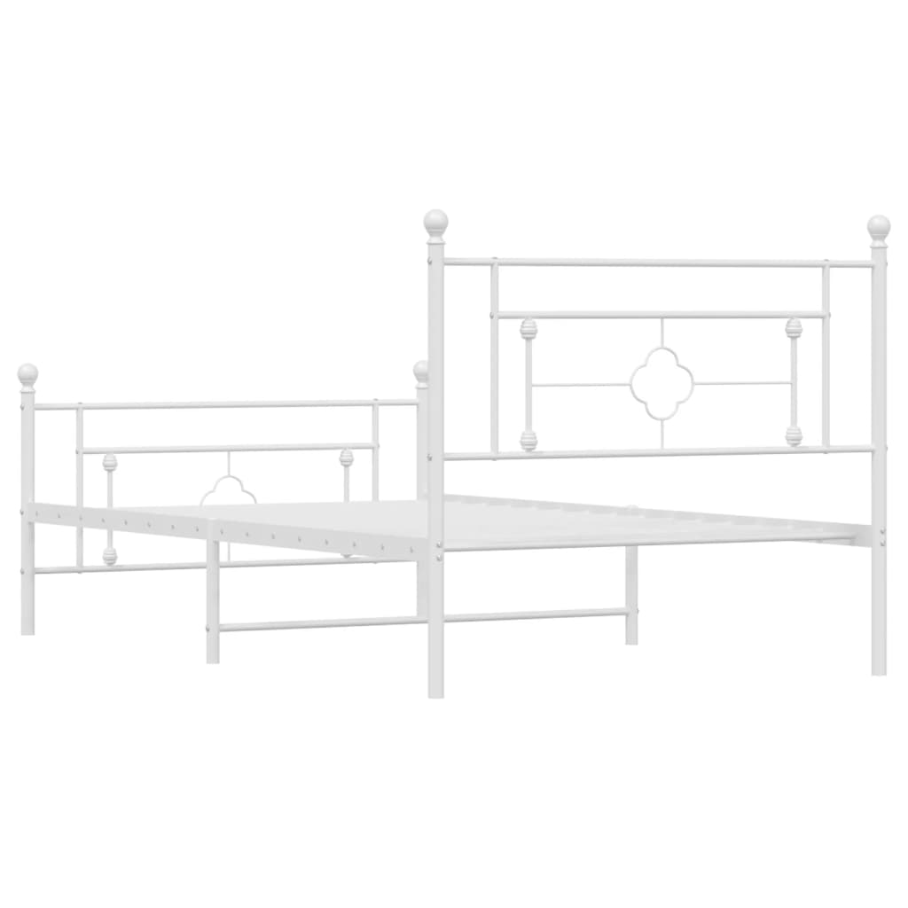 Cadre de lit métal sans matelas et pied de lit blanc 107x203 cm - XIOS