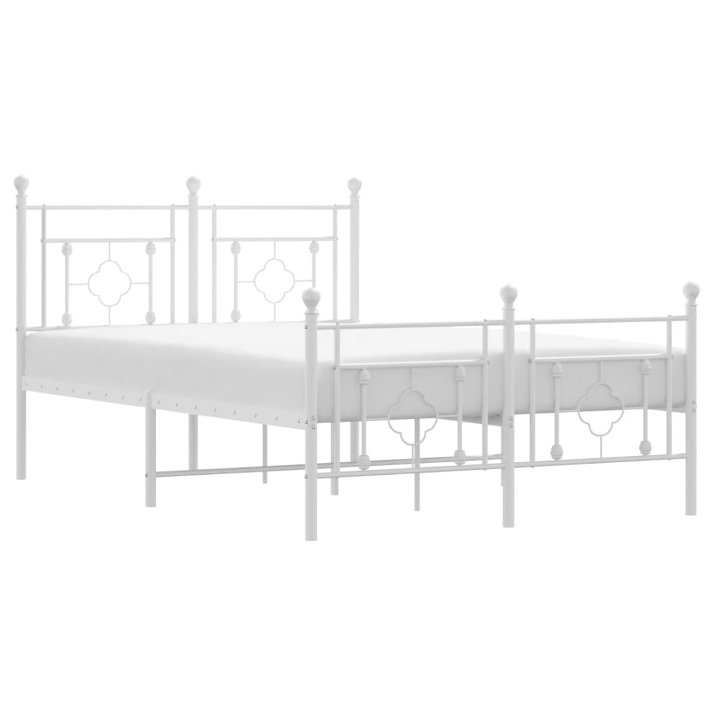 Cadre de lit métal sans matelas et pied de lit blanc 120x190 cm - XIOS