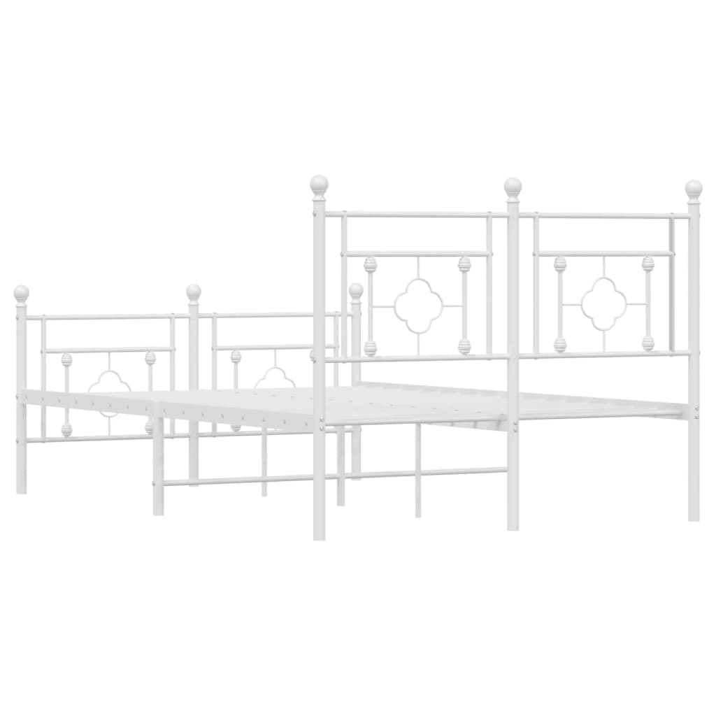 Cadre de lit métal sans matelas et pied de lit blanc 120x190 cm - XIOS
