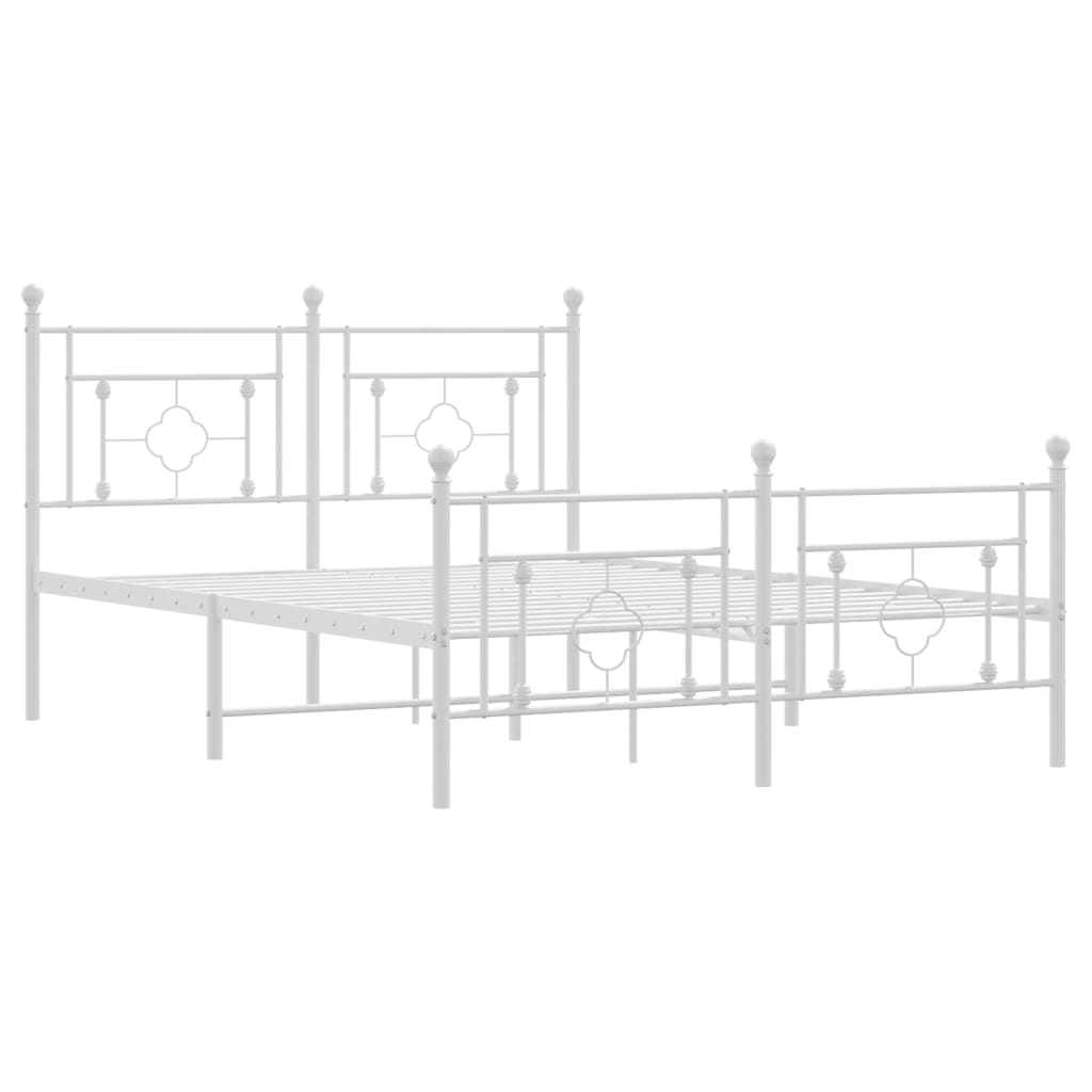 Cadre de lit métal sans matelas et pied de lit blanc 135x190 cm - XIOS