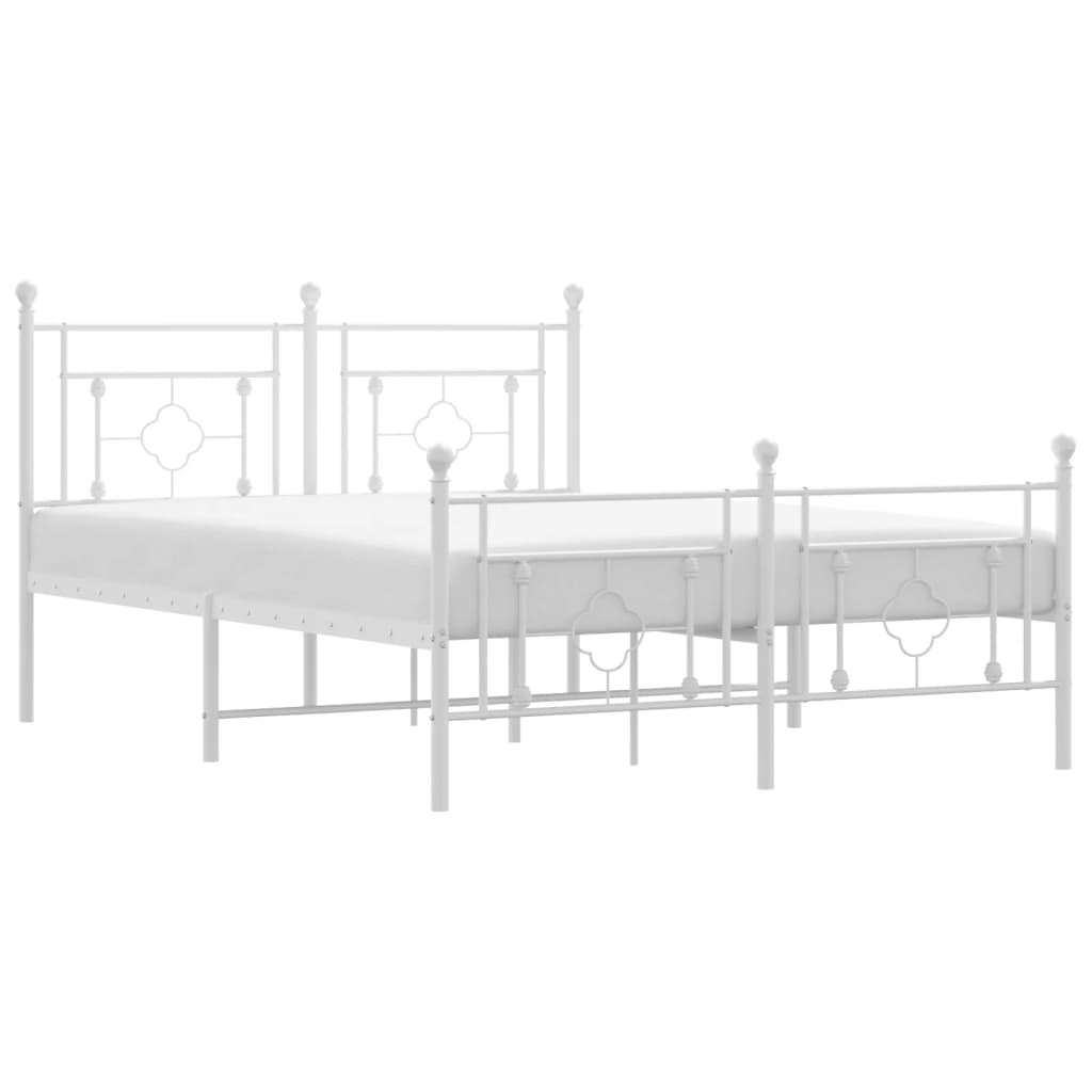 Cadre de lit métal sans matelas et pied de lit blanc 140x200 cm - XIOS