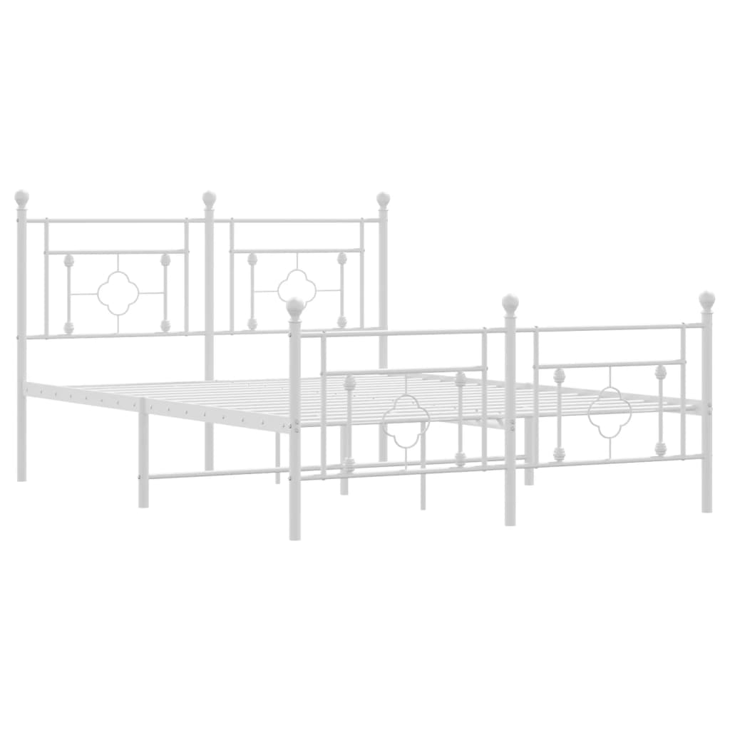 Cadre de lit métal sans matelas et pied de lit blanc 140x200 cm - XIOS