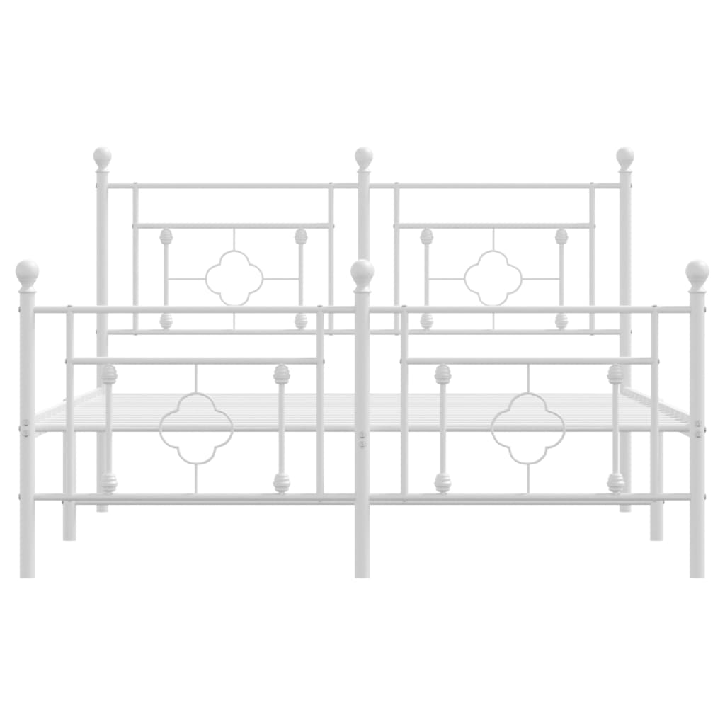 Cadre de lit métal sans matelas et pied de lit blanc 140x200 cm - XIOS