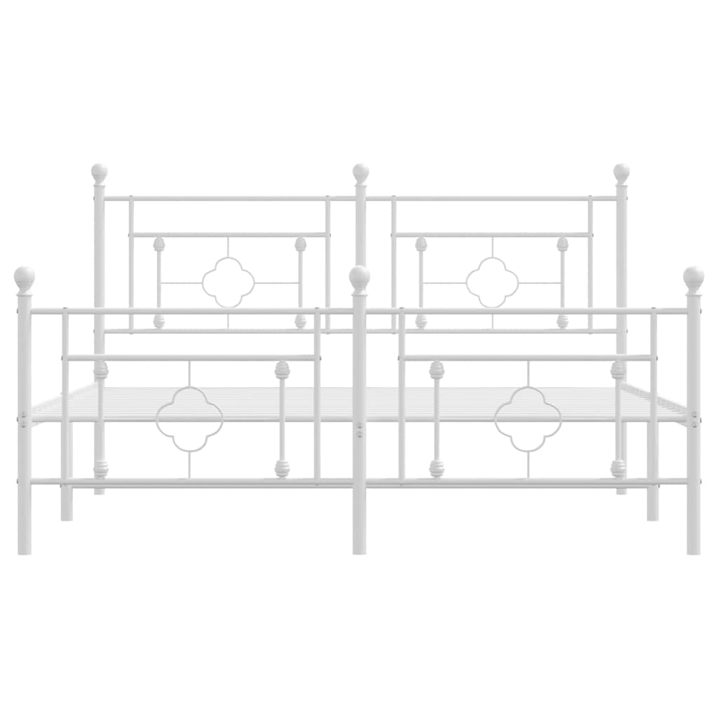Cadre de lit métal sans matelas et pied de lit blanc 150x200 cm - XIOS