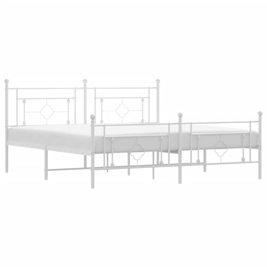 Cadre de lit métal sans matelas et pied de lit blanc 183x213 cm - XIOS