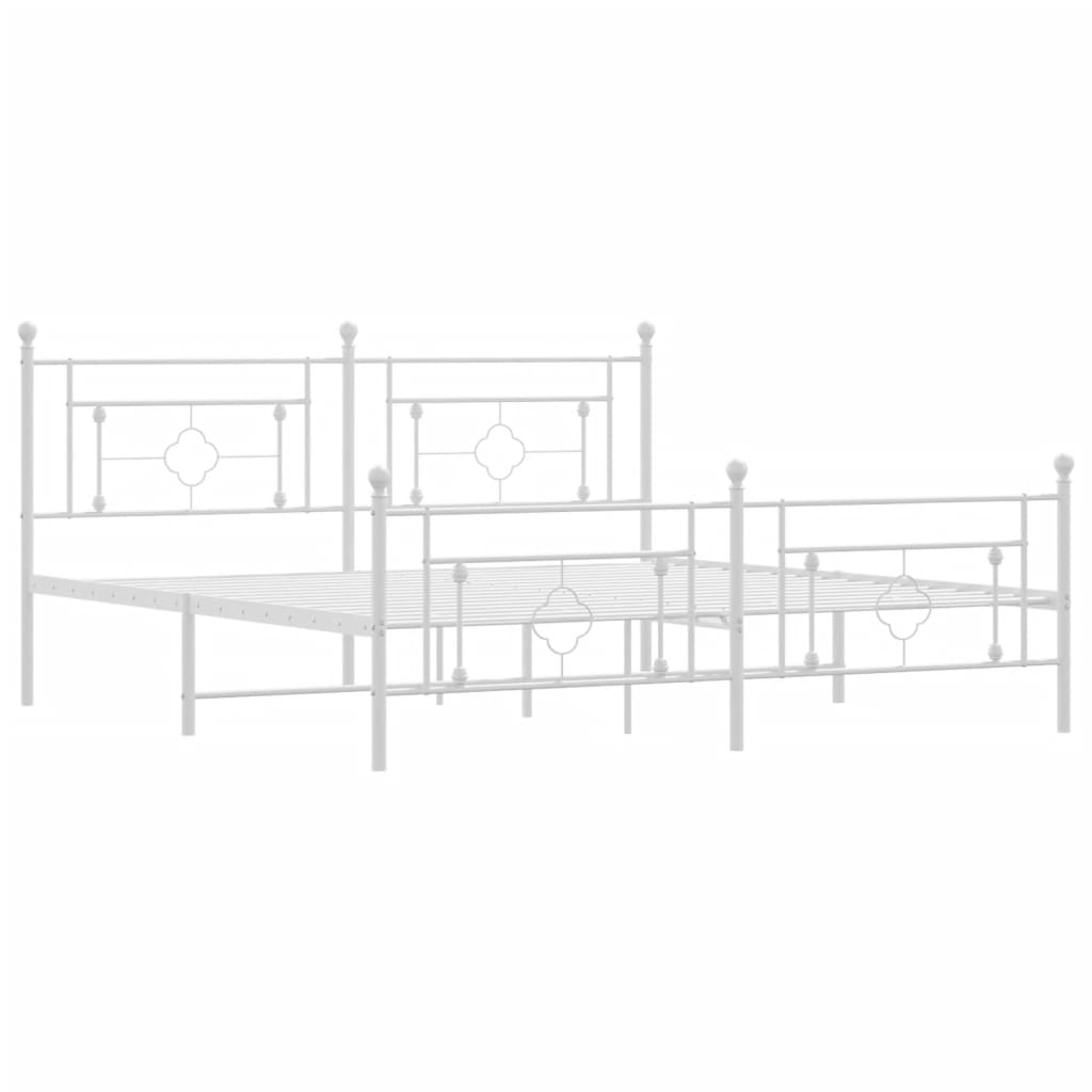Cadre de lit métal sans matelas et pied de lit blanc 183x213 cm - XIOS