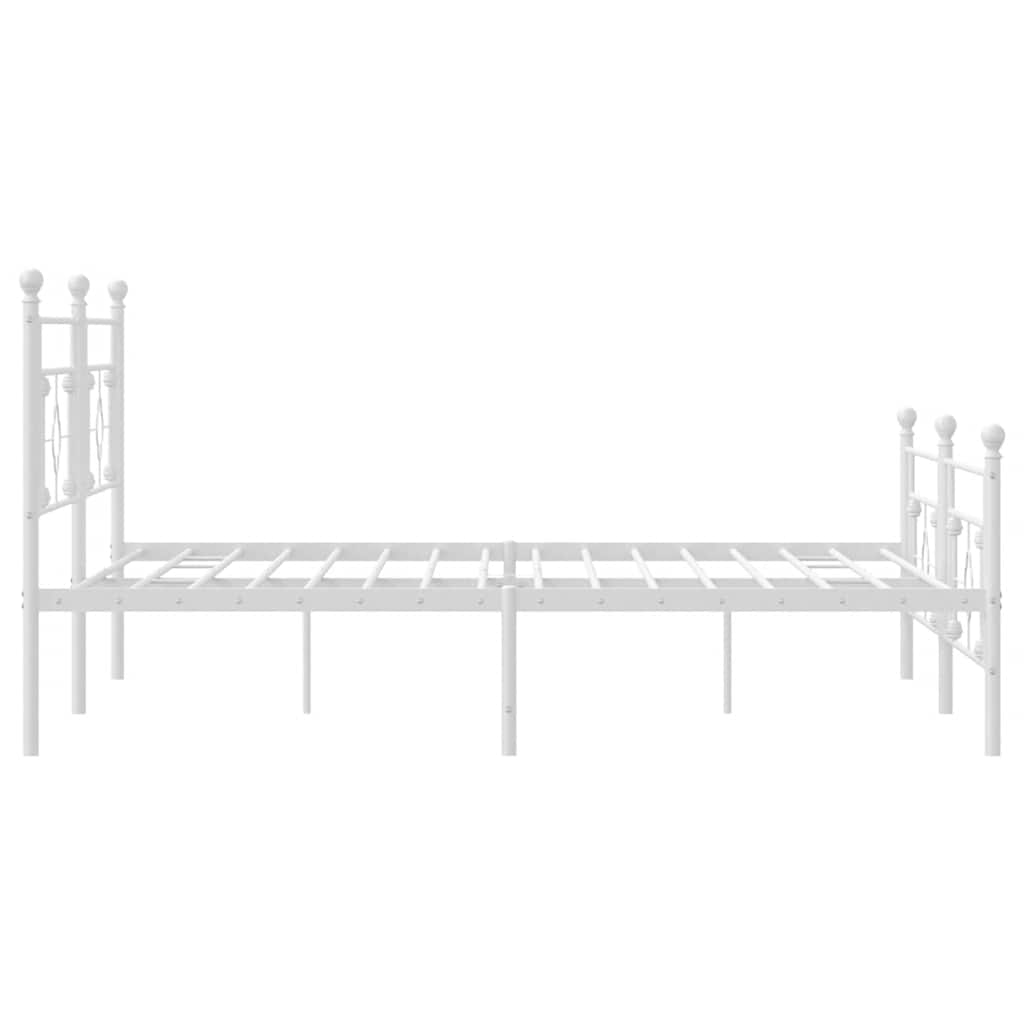 Cadre de lit métal sans matelas et pied de lit blanc 193x203 cm - XIOS