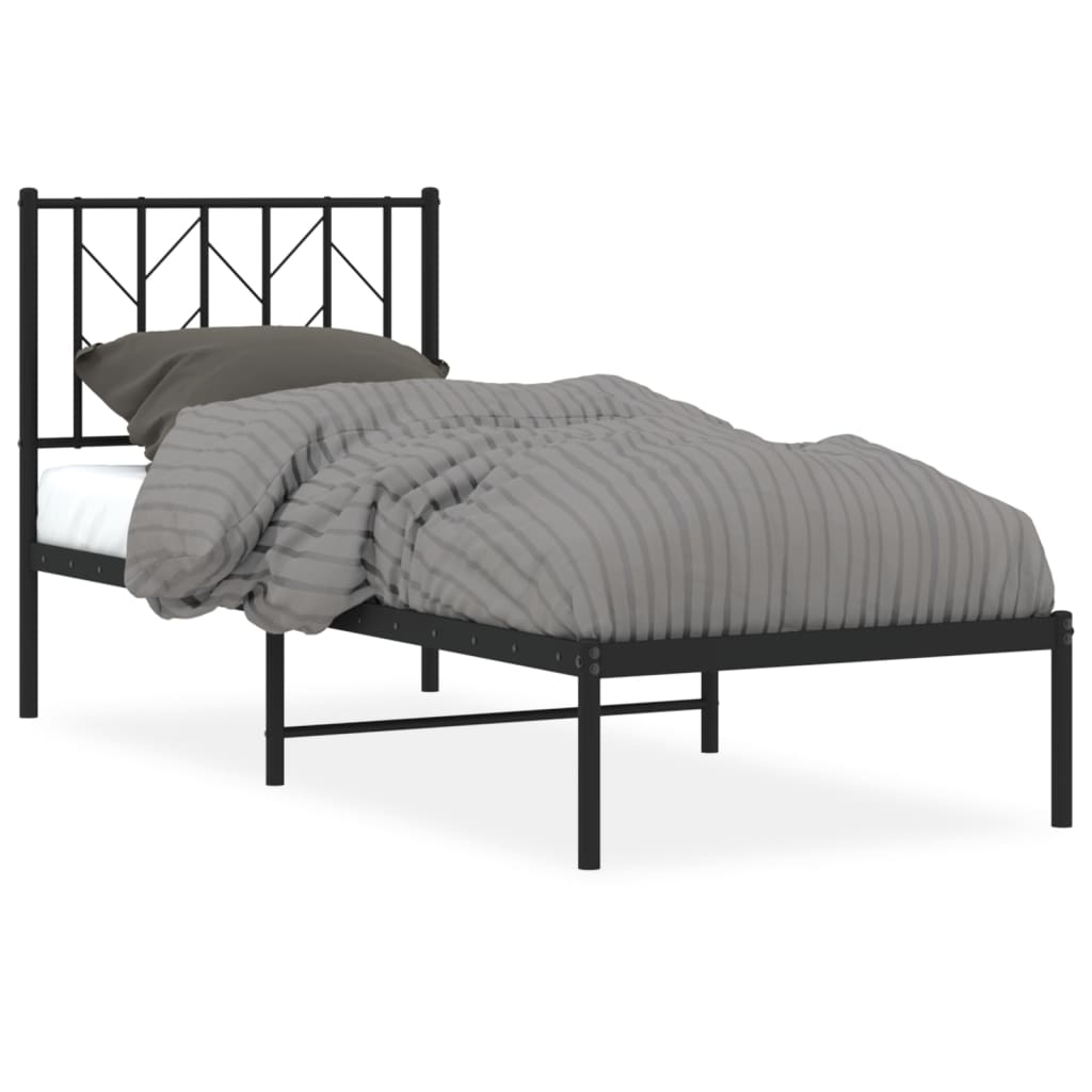 Cadre de lit métal sans matelas avec tête de lit noir 75x190 cm - XIOS